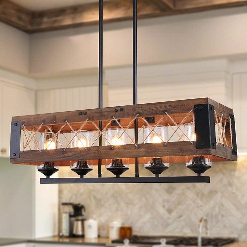 LALUZ Farmhouse Chandelier, 5-Light